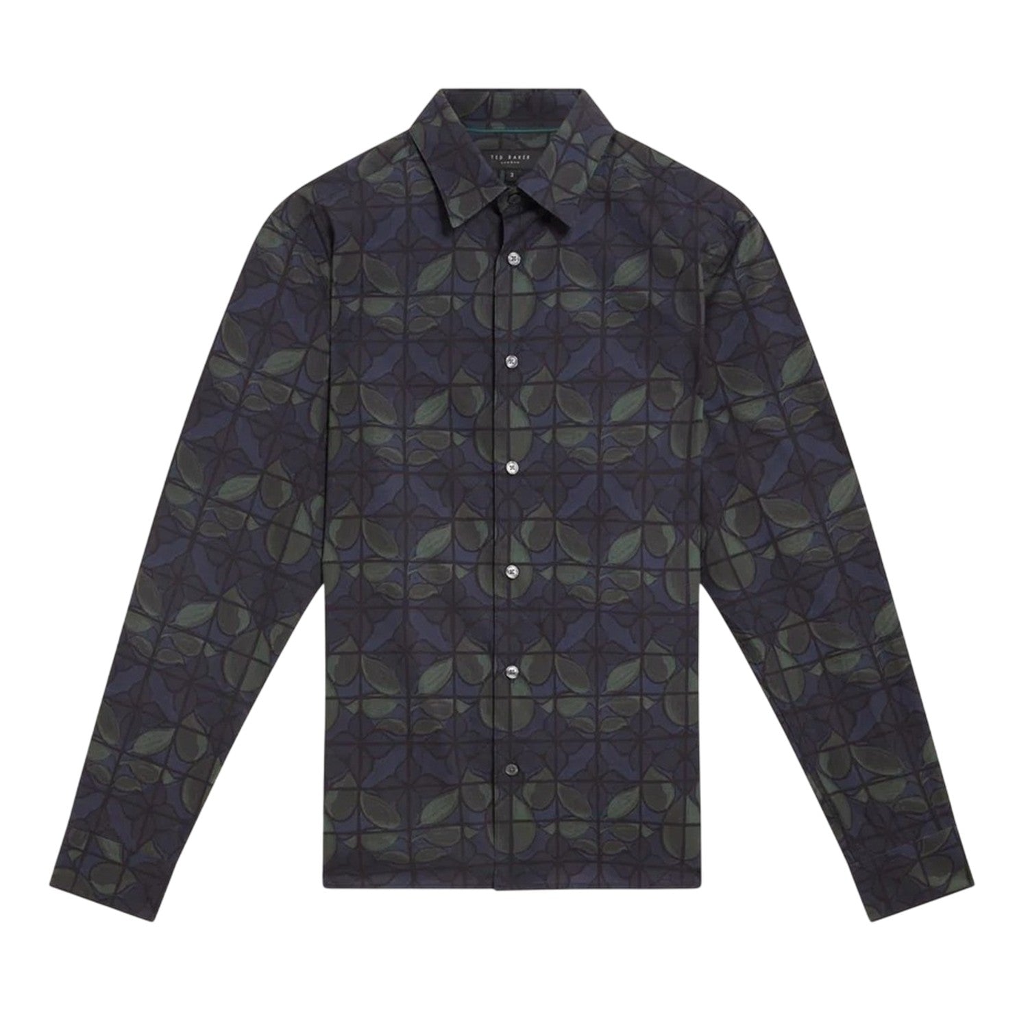 Navy - Front - Ted Baker Mens Floral Point Collar Long-Sleeved Shirt
