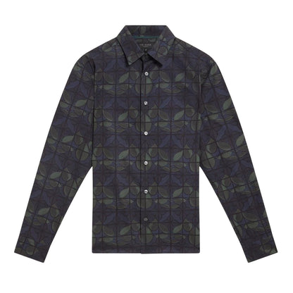 Navy - Front - Ted Baker Mens Floral Point Collar Long-Sleeved Shirt