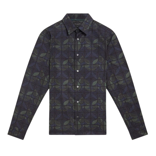 Navy - Front - Ted Baker Mens Floral Point Collar Long-Sleeved Shirt