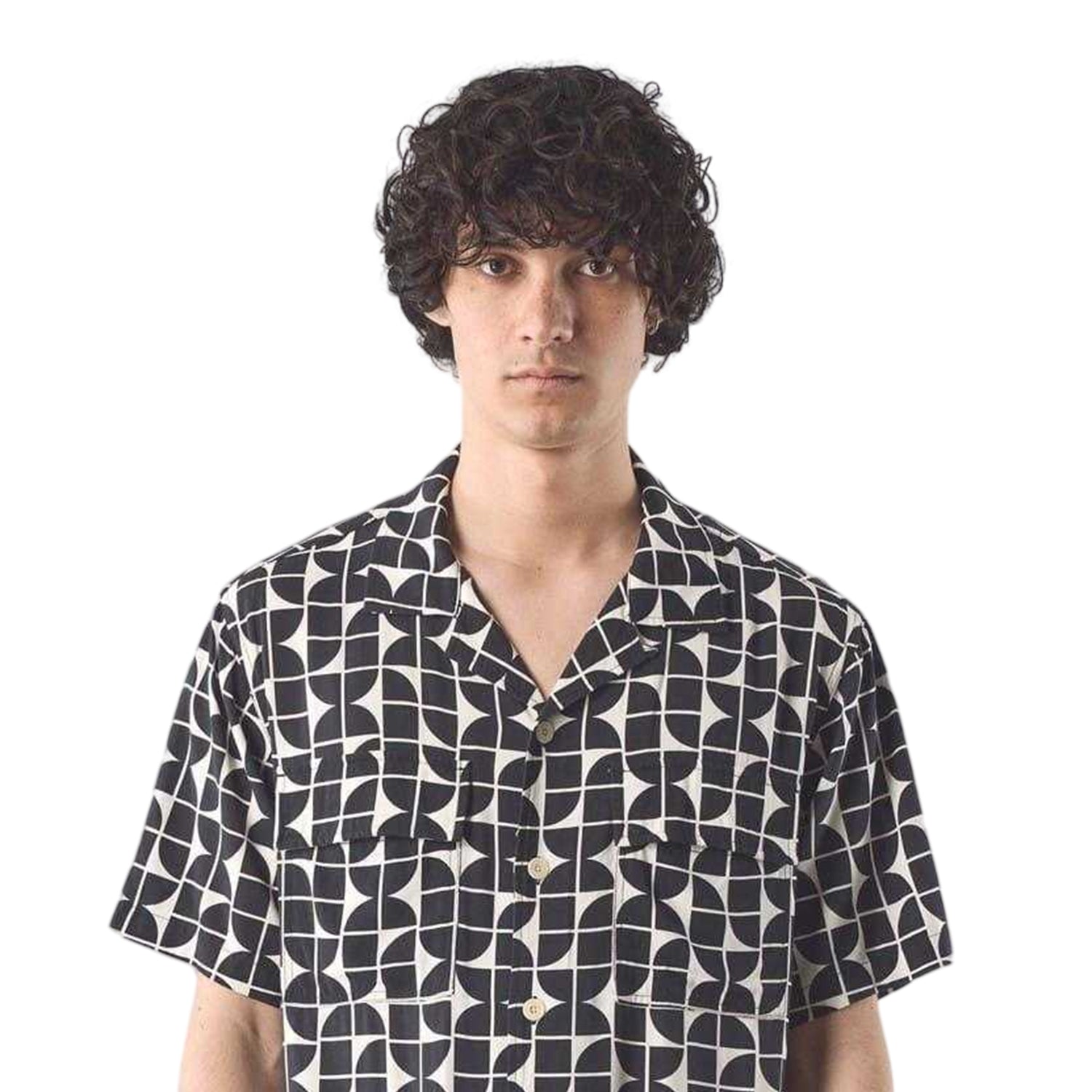 Black - Side - Pretty Green Mens Bauhaus Regular Short-Sleeved Shirt