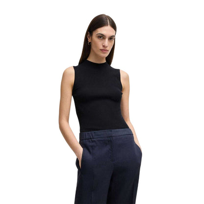 Dark Blue - Lifestyle - Boss Womens-Ladies Feskies Ribbed Mock Neck Sleeveless Top