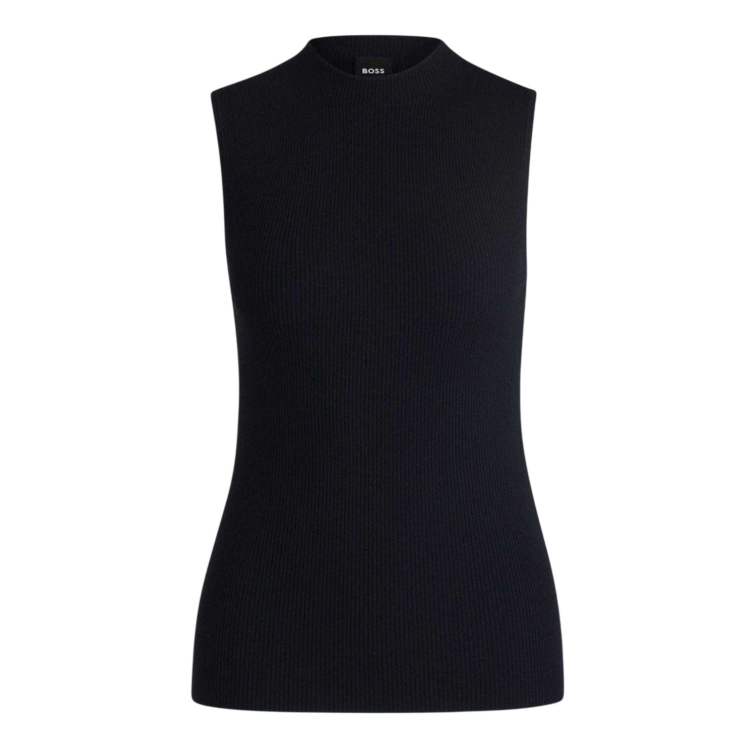 Dark Blue - Front - Boss Womens-Ladies Feskies Ribbed Mock Neck Sleeveless Top