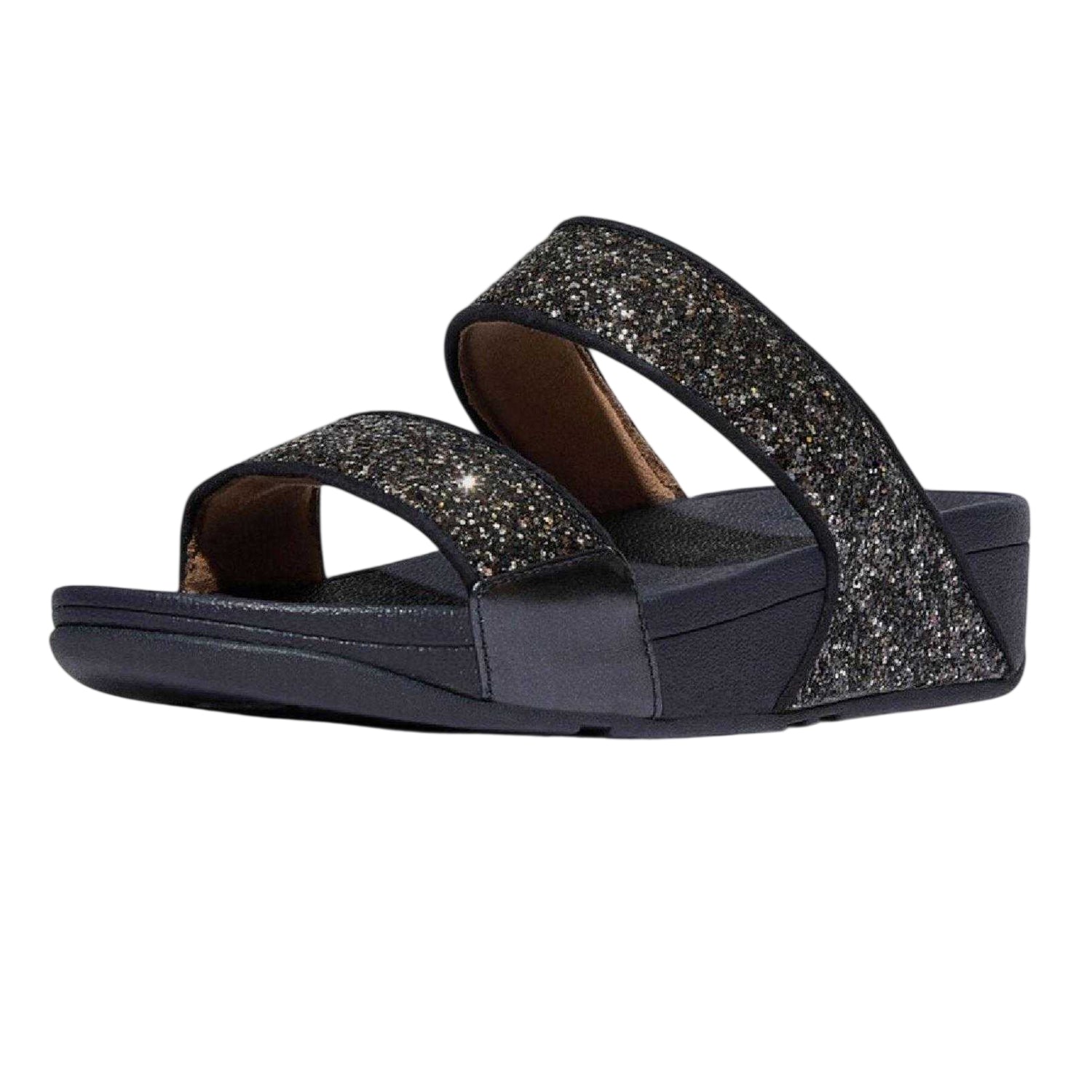 Navy - Lifestyle - FitFlop Womens-Ladies Lulu Glitter Standard Wedge Sliders