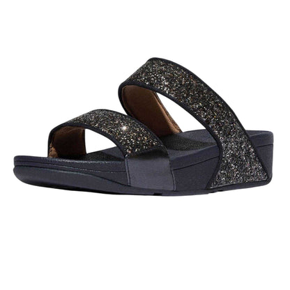 Navy - Lifestyle - FitFlop Womens-Ladies Lulu Glitter Standard Wedge Sliders