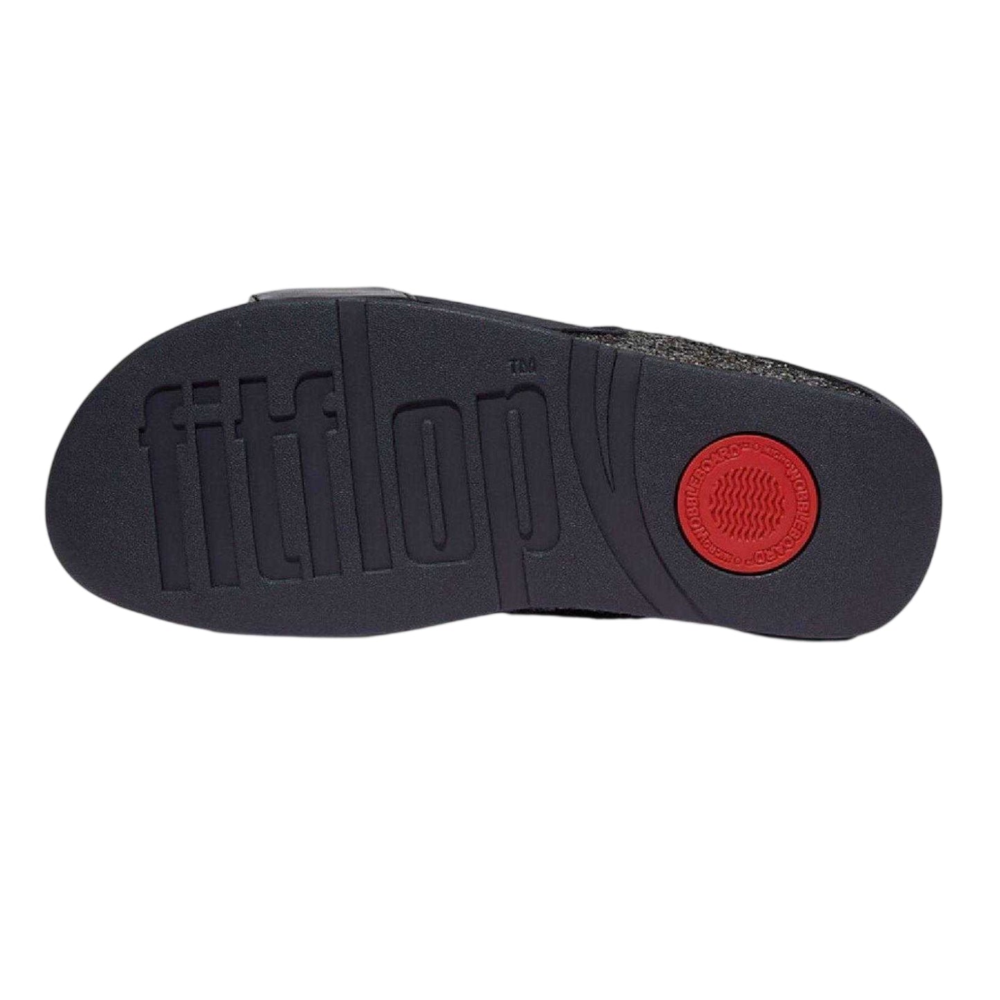 Navy - Close up - FitFlop Womens-Ladies Lulu Glitter Standard Wedge Sliders