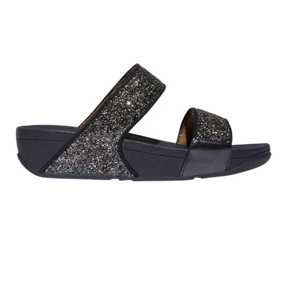 Navy - Front - FitFlop Womens-Ladies Lulu Glitter Standard Wedge Sliders