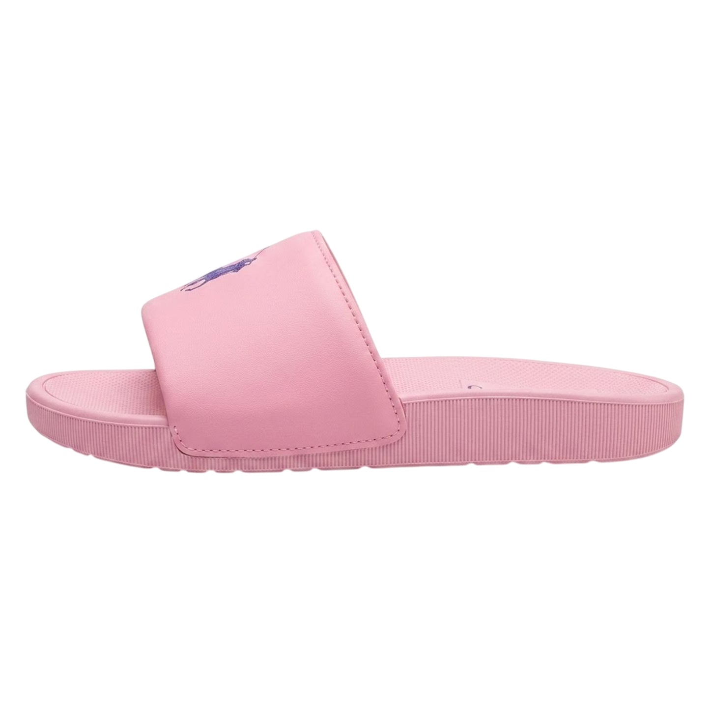 Pink-Blue - Back - Ralph Lauren Childrens-Kids Polo Logo Flatform Slides