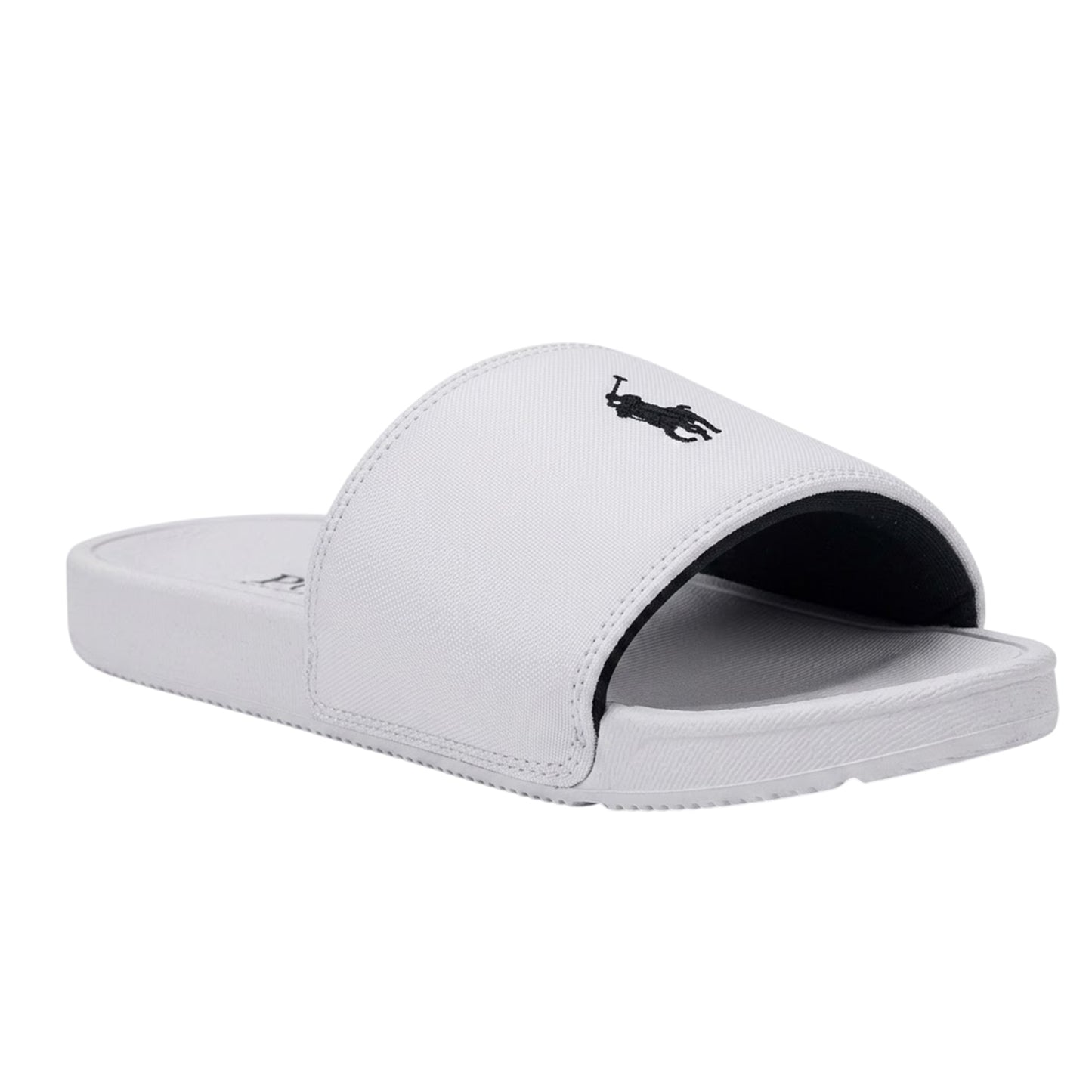 White-Navy - Front - Ralph Lauren Childrens-Kids Polo Logo Flatform Slides