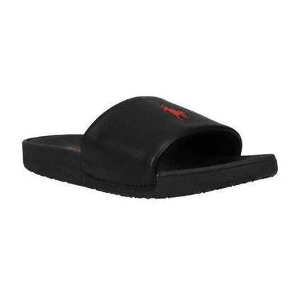 Black-Red - Front - Ralph Lauren Childrens-Kids Polo Logo Flatform Slides
