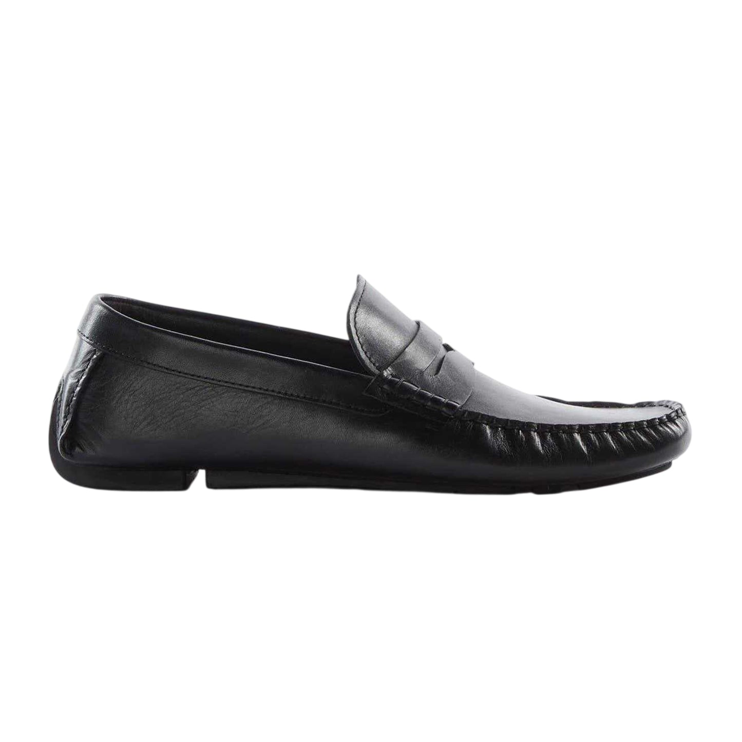 Black - Side - Dune London Mens Brantley Leather Penny Loafers