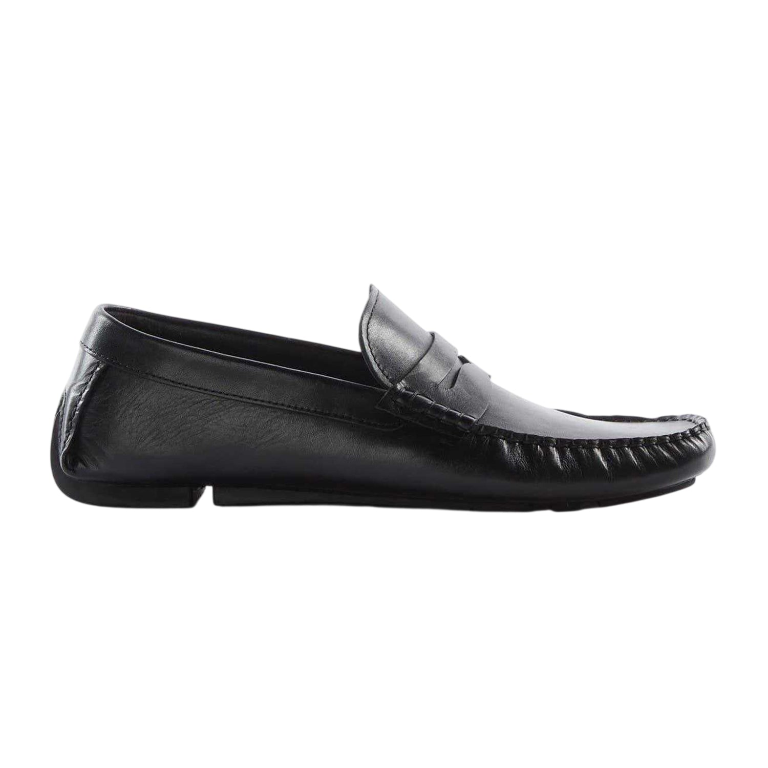 Black - Side - Dune London Mens Brantley Leather Penny Loafers