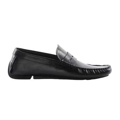 Black - Side - Dune London Mens Brantley Leather Penny Loafers