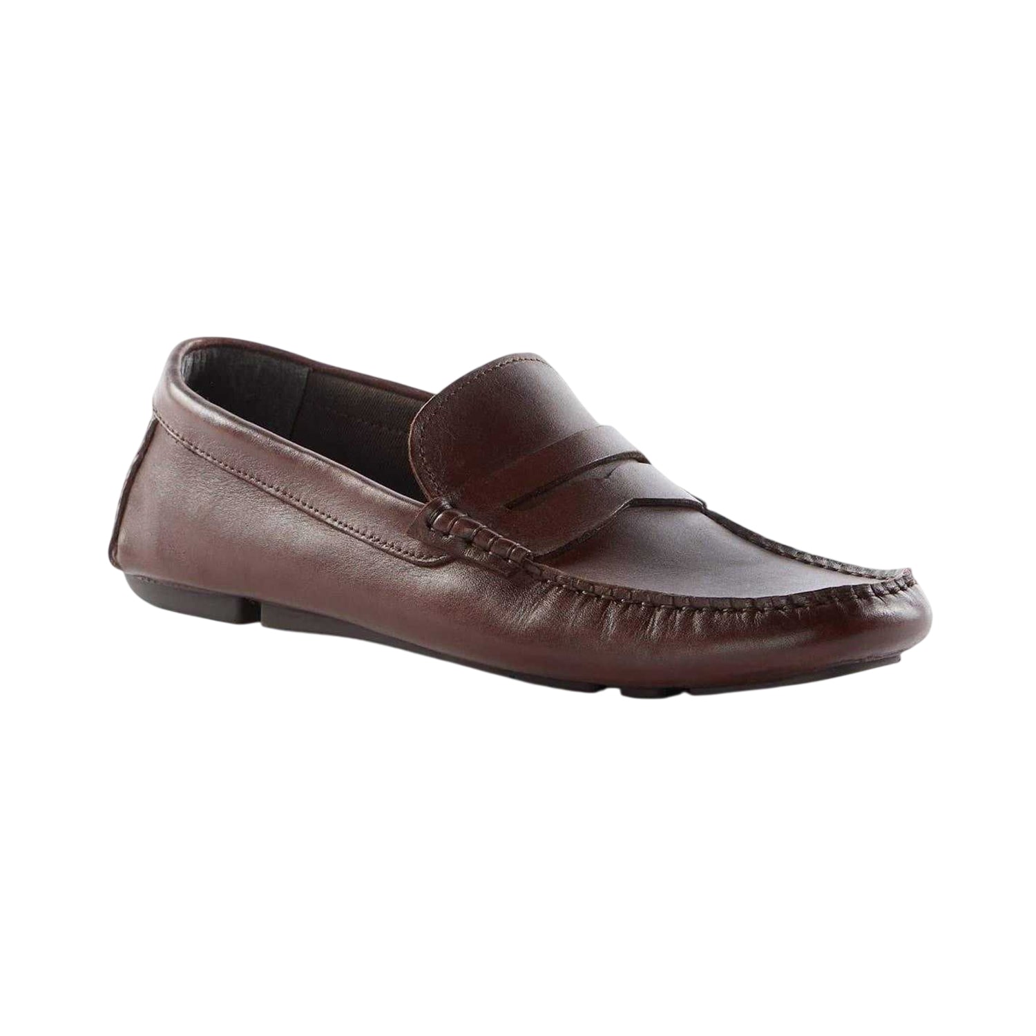 Brown - Front - Dune London Mens Brantley Leather Penny Loafers