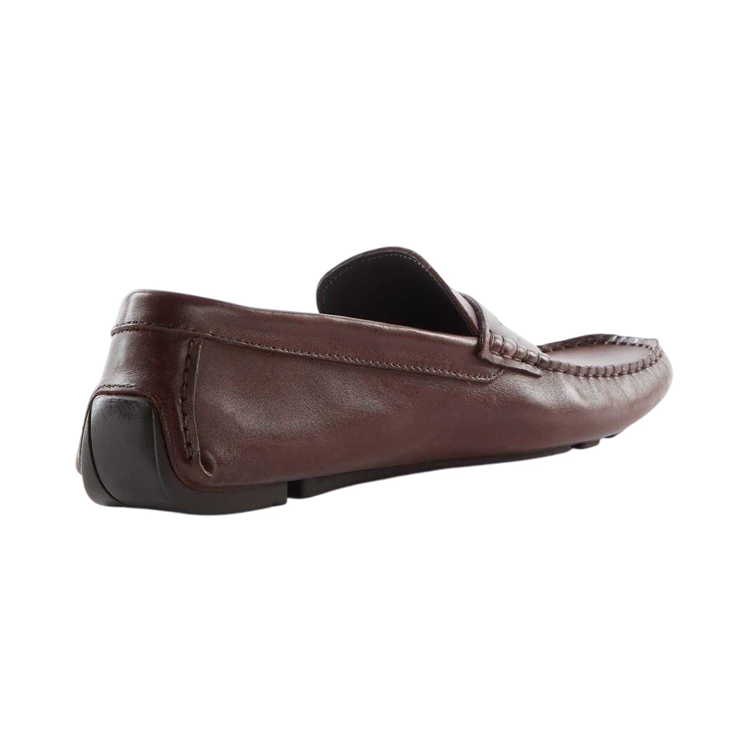 Brown - Back - Dune London Mens Brantley Leather Penny Loafers