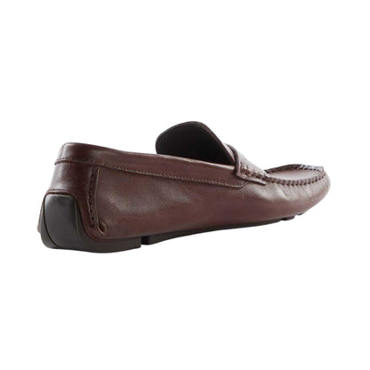 Brown - Back - Dune London Mens Brantley Leather Penny Loafers