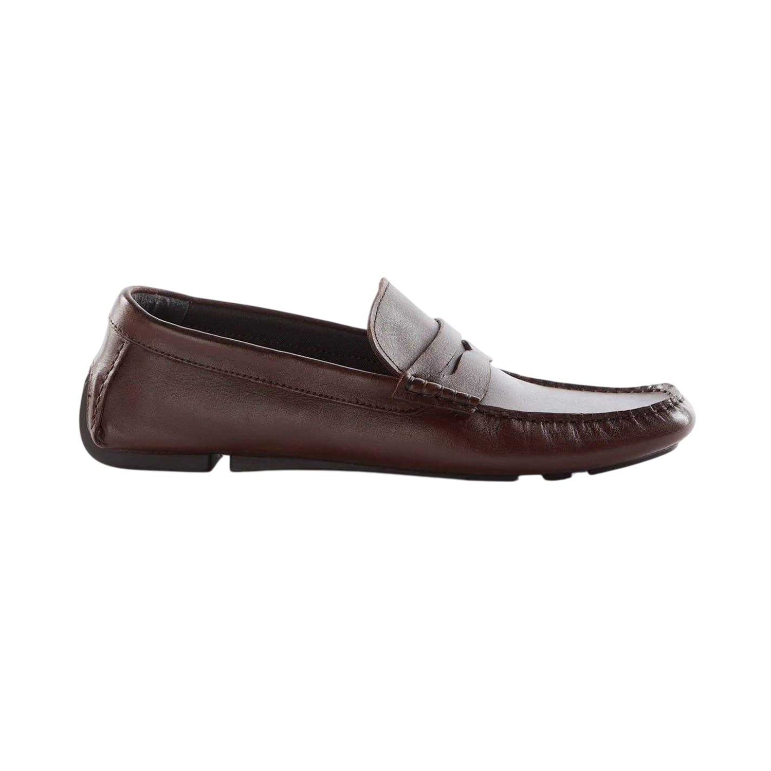 Brown - Side - Dune London Mens Brantley Leather Penny Loafers