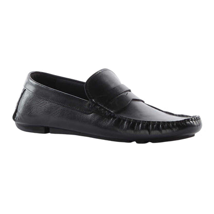 Black - Front - Dune London Mens Brantley Leather Penny Loafers