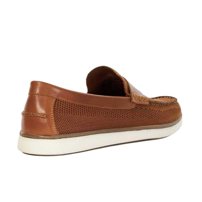 Tan - Back - Dune London Mens Berklee Knitted Moc Toe Flat Penny Loafers