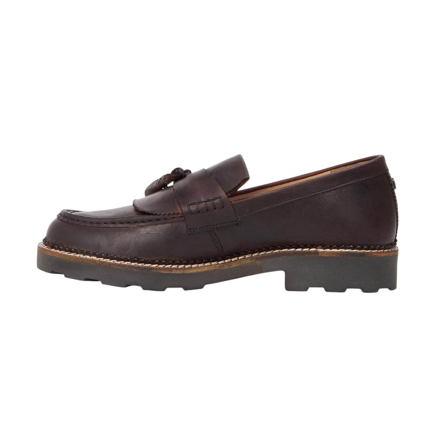Brown - Back - Farah Mens Morfield Leather Tassel Loafers