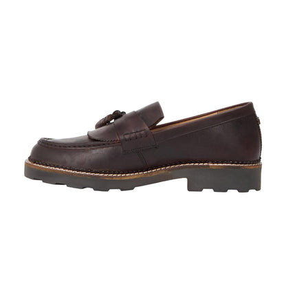Brown - Back - Farah Mens Morfield Leather Tassel Loafers