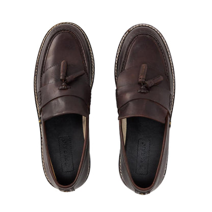 Brown - Side - Farah Mens Morfield Leather Tassel Loafers