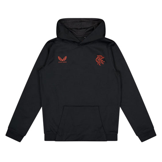 Black - Front - Castore Childrens-Kids Rangers FC Hoodie