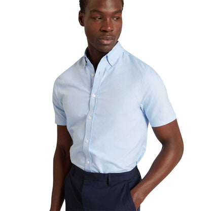 Light Blue - Side - Ted Baker Mens Oxford Regular Short-Sleeved Shirt