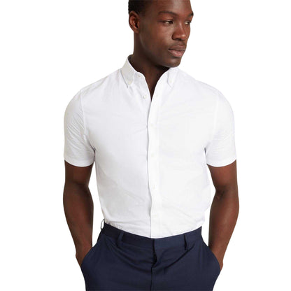 White - Side - Ted Baker Mens Oxford Regular Short-Sleeved Shirt