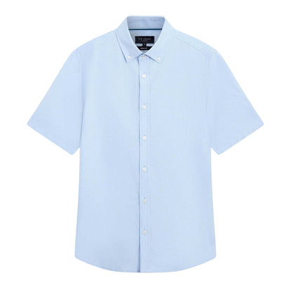 Light Blue - Front - Ted Baker Mens Oxford Regular Short-Sleeved Shirt