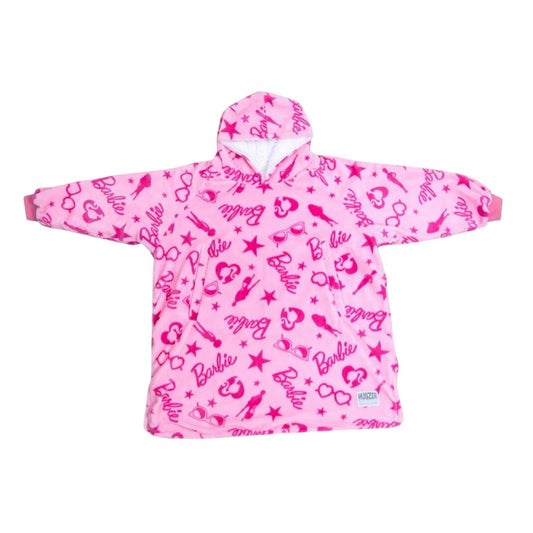 Pink - Front - Barbie Childrens-Kids All-Over Print Hoodie Blanket
