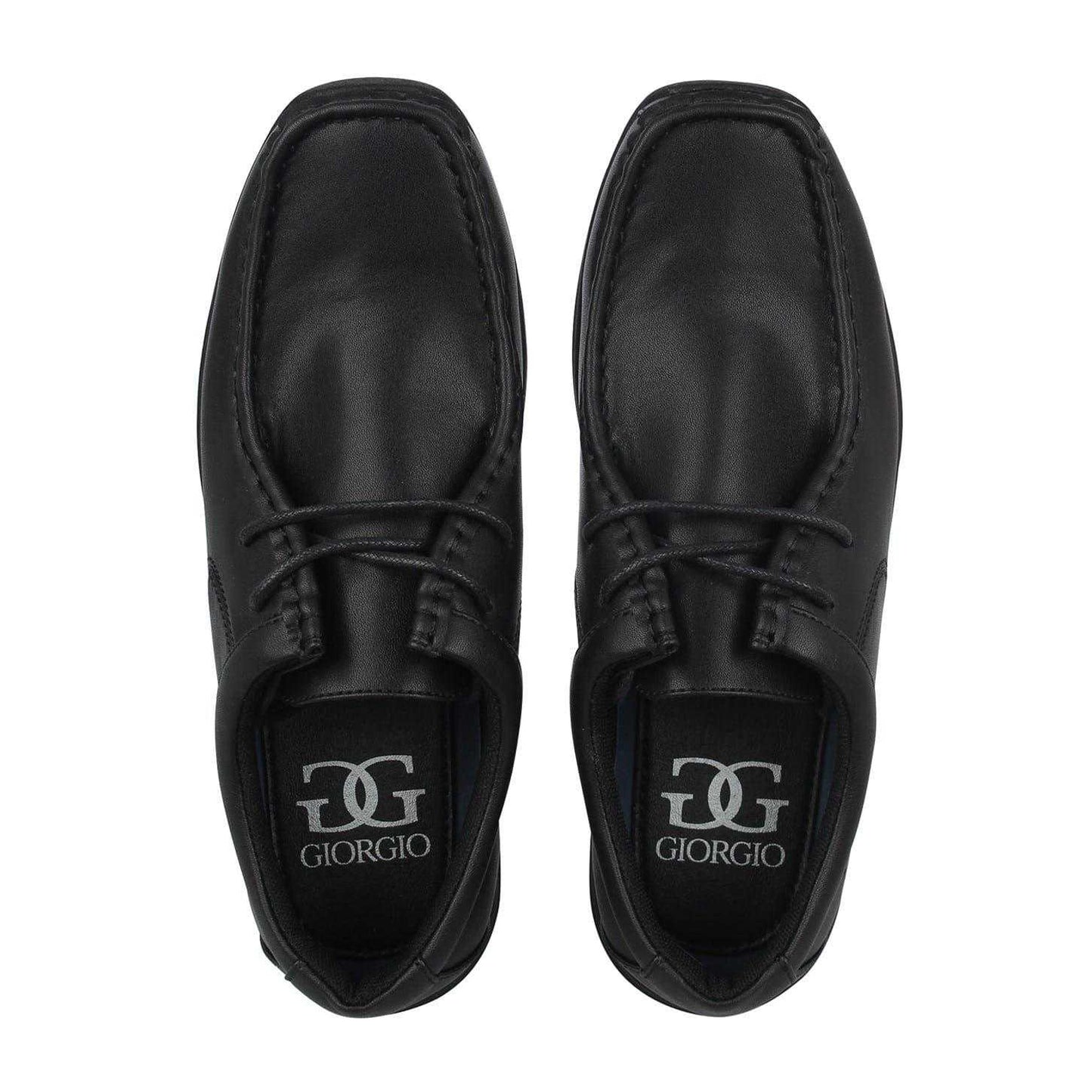Black - Side - Giorgio Childrens-Kids Bexley Moc Toe Flat School Shoes