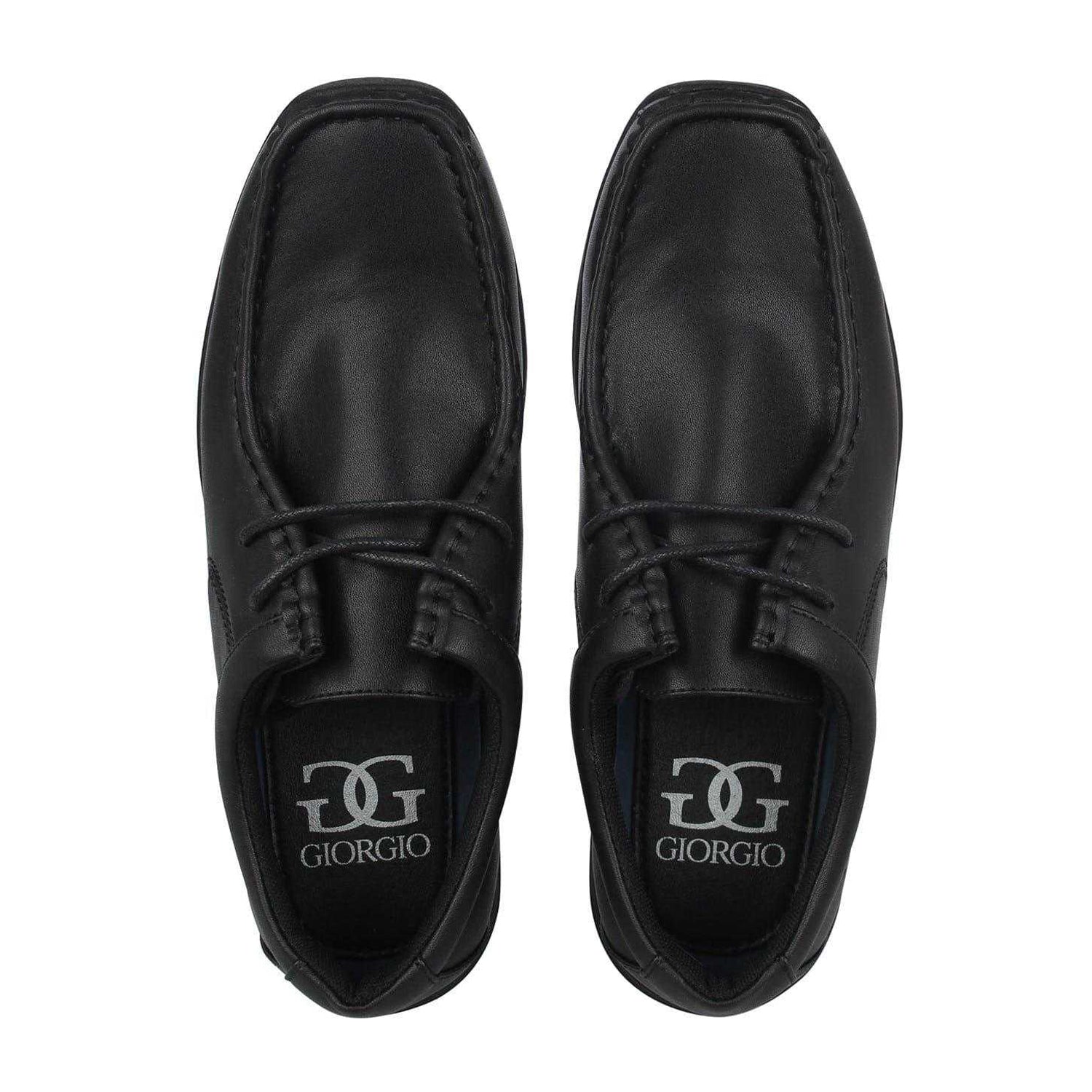 Black - Side - Giorgio Childrens-Kids Bexley Moc Toe Flat School Shoes