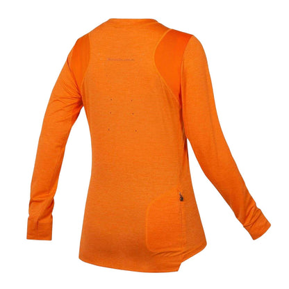 Harvest Orange - Back - Endura Womens-Ladies Singletrack Long-Sleeved Cycling Jersey
