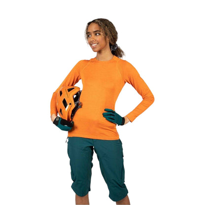 Harvest Orange - Side - Endura Womens-Ladies Singletrack Long-Sleeved Cycling Jersey