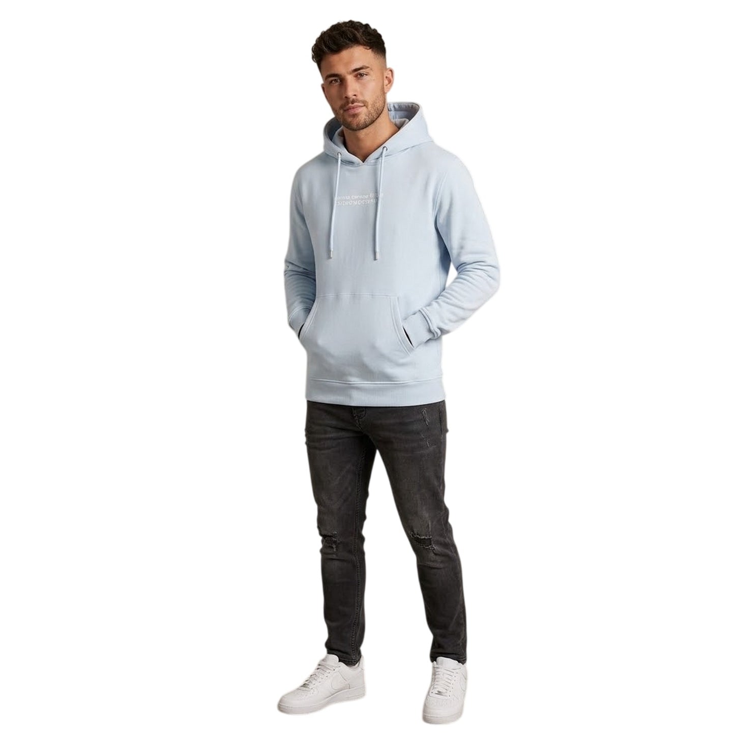 Sky Blue - Side - Criminal Damage Mens Logo Hoodie