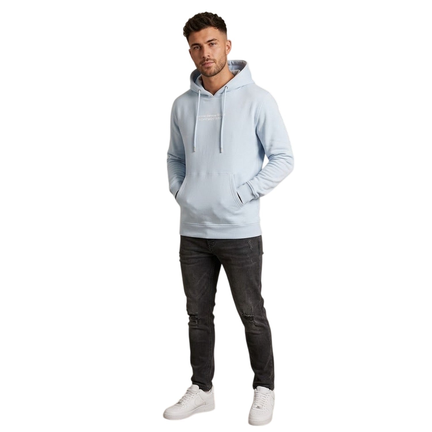 Sky Blue - Side - Criminal Damage Mens Logo Hoodie