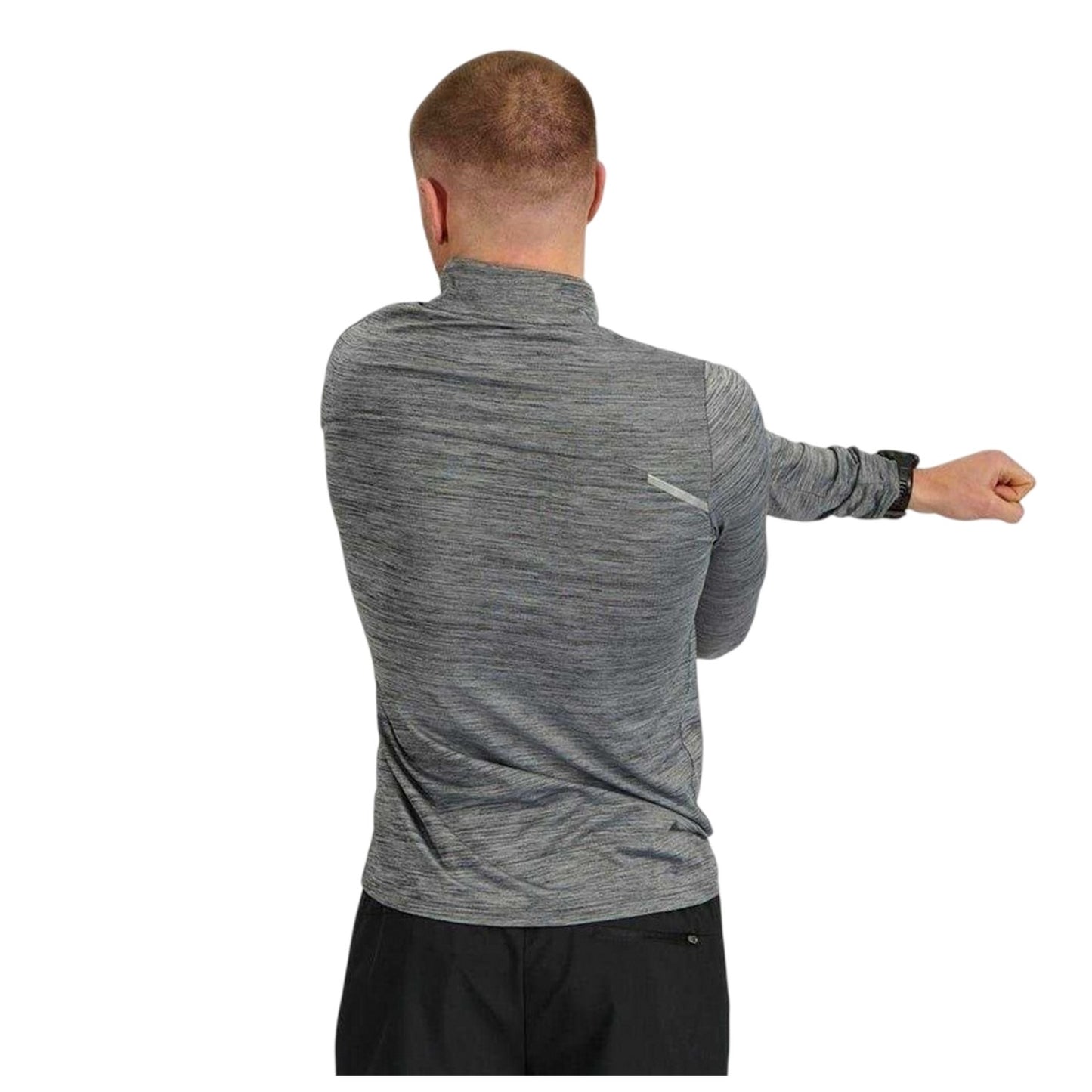 Black Marl - Back - ALTRYN Mens Landy Space Dye Quarter Zip Midlayer