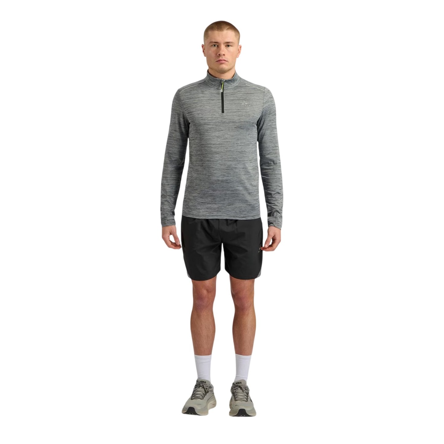 Black Marl - Side - ALTRYN Mens Landy Space Dye Quarter Zip Midlayer