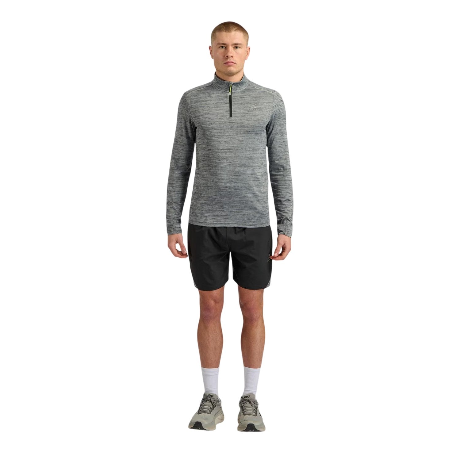 Black Marl - Side - ALTRYN Mens Landy Space Dye Quarter Zip Midlayer