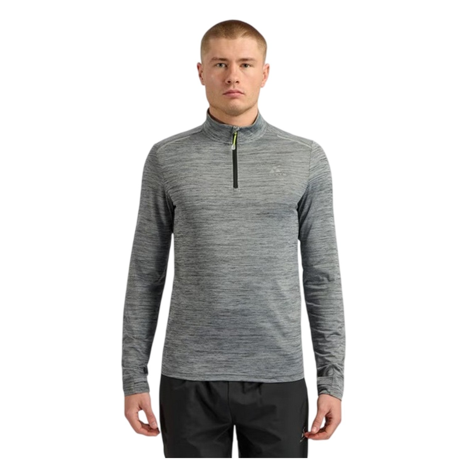Black Marl - Front - ALTRYN Mens Landy Space Dye Quarter Zip Midlayer