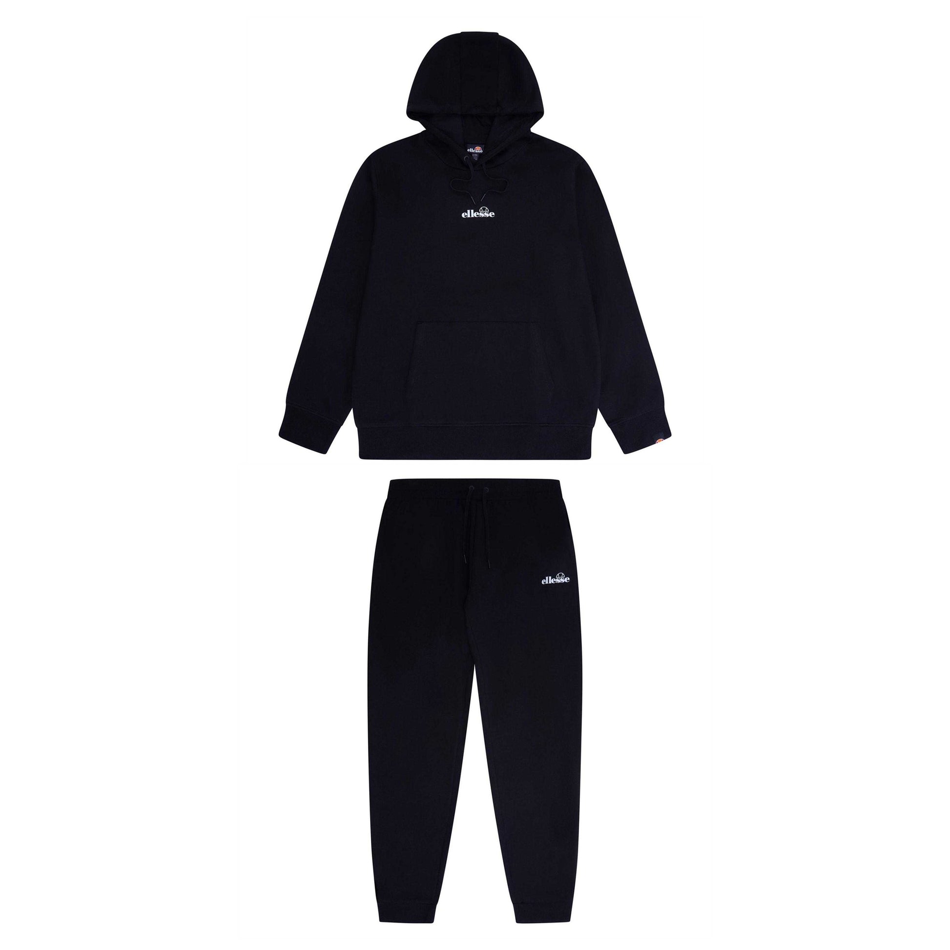 Black - Front - Ellesse Mens Logo Tracksuit Set