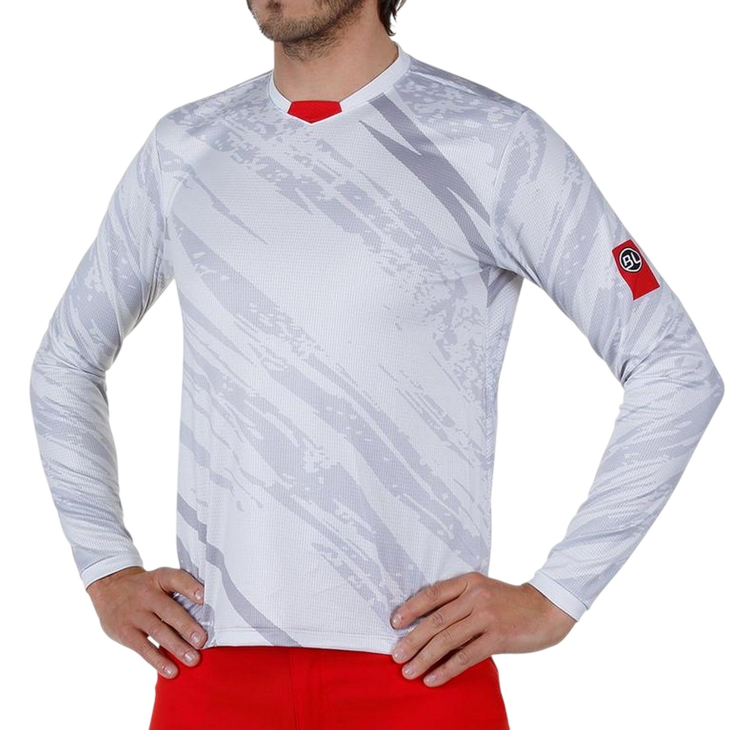 Silver - Side - Bicycle Line Mens Ponente Long-Sleeved Cycling Jersey