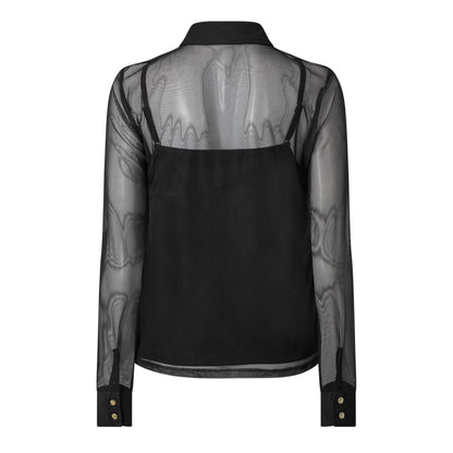 Black - Back - Karl Lagerfeld Womens-Ladies Floral Mesh Shirt