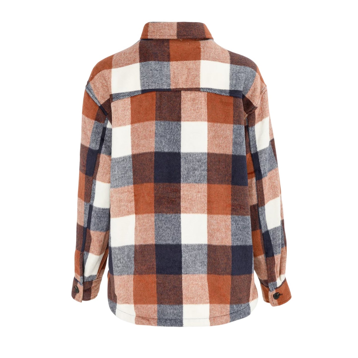 Brown - Back - Miso Womens-Ladies Plaid Wool Shirt