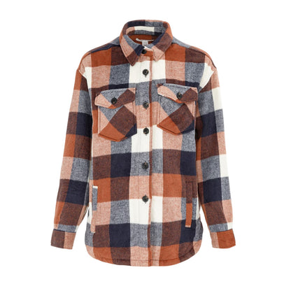 Brown - Front - Miso Womens-Ladies Plaid Wool Shirt