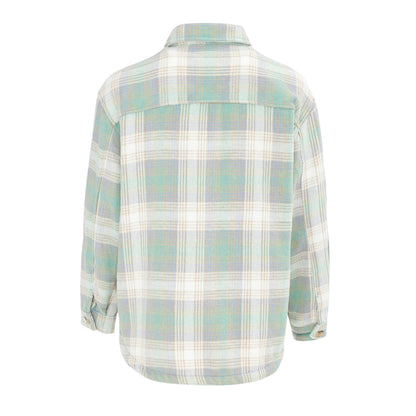 Green - Back - Miso Womens-Ladies Plaid Polyester Shirt