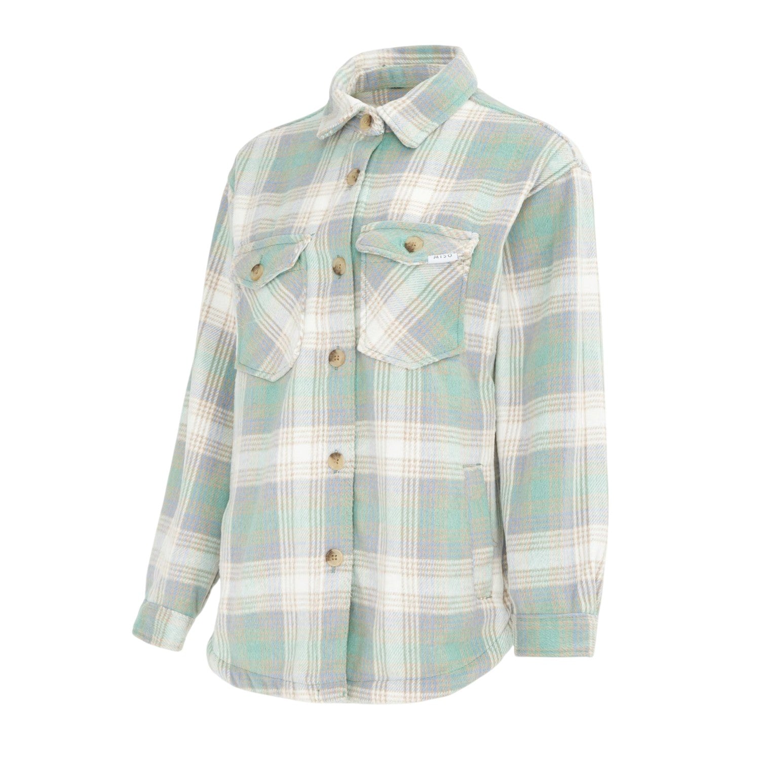 Green - Side - Miso Womens-Ladies Plaid Polyester Shirt