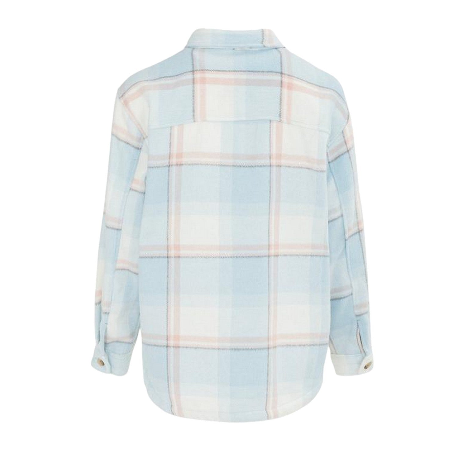 Light Blue - Back - Miso Womens-Ladies Plaid Wool Shirt