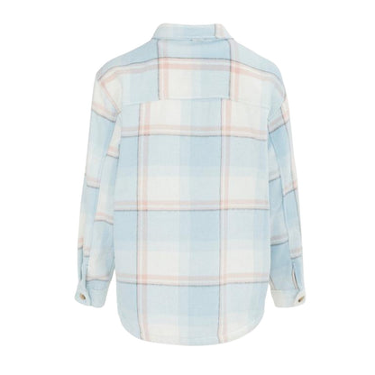 Light Blue - Back - Miso Womens-Ladies Plaid Wool Shirt