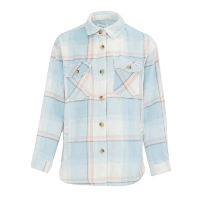 Light Blue - Front - Miso Womens-Ladies Plaid Wool Shirt